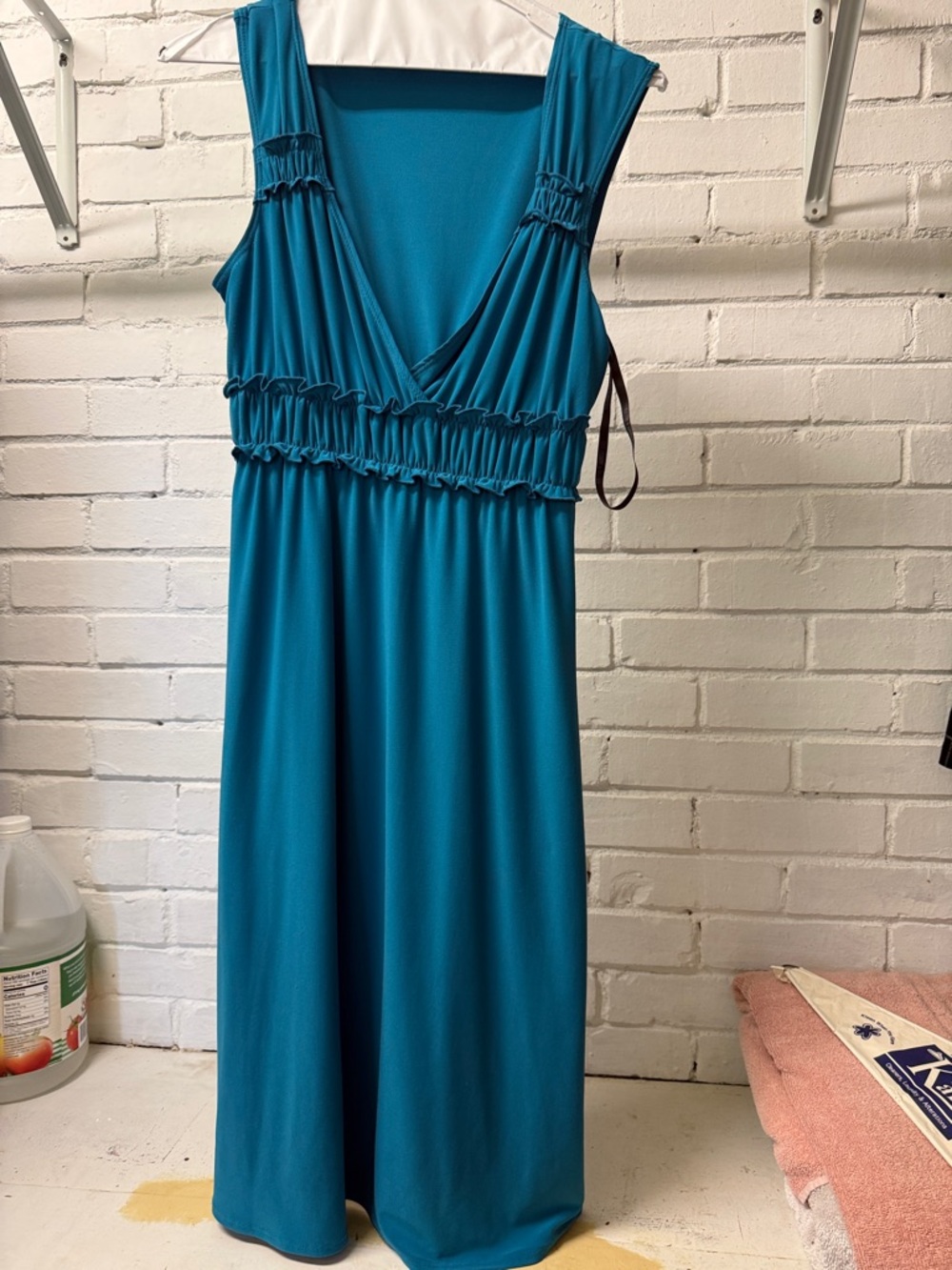 Laundry By Shelli Segal Teal Sleeveless V-Neck Midi Dress